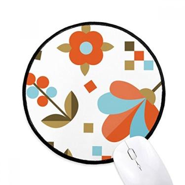 Imagem de DIYthinker Mouse pad de pintura de plantas de flores em pixel para mesa de escritório tapete redondo para computador