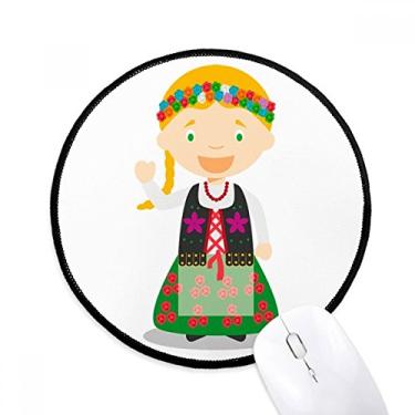 Imagem de DIYthinker Smile Blond Poland Cartoon Mouse Pad Desktop Office Tapete Redondo para Computador