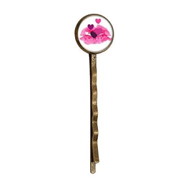 Imagem de Pink Lip Hearts Dia dos Namorados Retro Metal Hair Bobby Pin Headwear