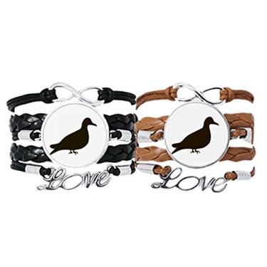 Imagem de DIYthinker Pulseira de retrato de animal de pombo preto alça de mão pulseira de corda de couro conjunto duplo presente, Não se candidatar