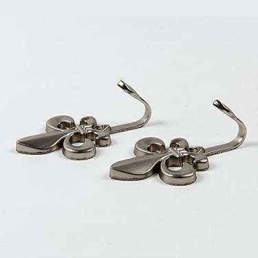 Imagem de Simples chapeamento de liga de zinco foguete cortina gancho gancho de parede gancho de parede acessórios de cortina, branco prateado, 4 peças
