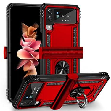 Imagem de Bolsa dobrável com anel de dedo anti-choque para Samsung Galaxy Z Flip4 Flip 3 Flip3 Flip 4 Zflip4 Acessórios do telefone Capa de suporte, vermelho, para Samsung Z Flip 3