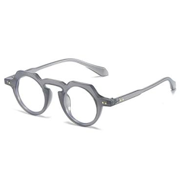 Imagem de Óculos de sol redondos clássicos punk para homens óculos de sol feminino tendências rebites tons óculos feminino esporte uv400, cinza, transparente, tamanho único