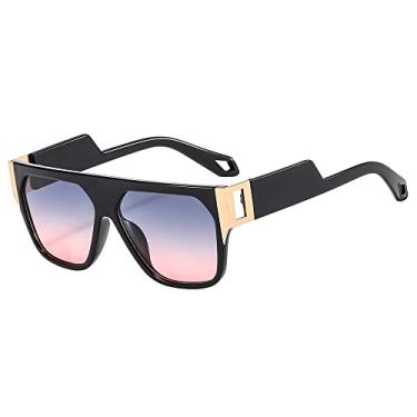 Imagem de Óculos de Sol Quadrado Feminino Metal Rebites Decoração Armação Retangular Óculos Óculos de Sol Masculino UV400, C6, Tamanho Único