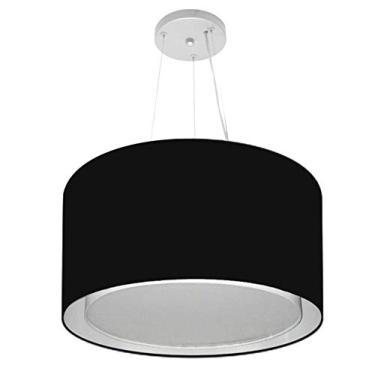 Imagem de Lustre Pendente Cilíndrico Duplo Cúpula Tecido 30/45x40 cm, Vivare Iluminação, Pendente4299 PR, Preto, Médio