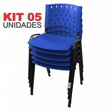 Imagem de Cadeira Empilhável Plástica Azul 5 Unidades - ULTRA Móveis