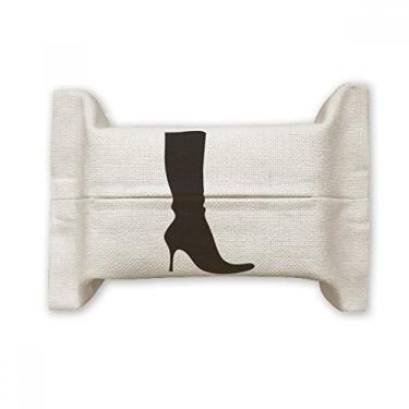 Imagem de Bolsa de linho de algodão com estampa simples preta com contornos de papel para lenços faciais