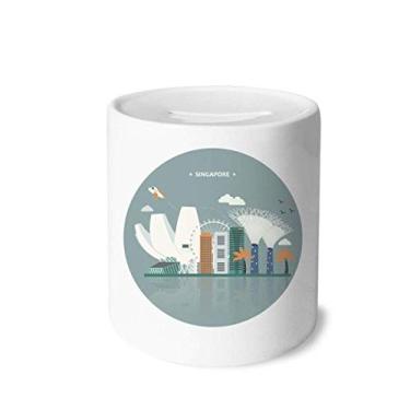 Imagem de DIYthinker Caixa de moedas de cerâmica Singapura com ponto de referência de lugares famosos