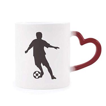 Imagem de Caneca de futebol esportiva futebol FOutline sensível ao calor vermelha muda de cor