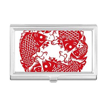 Imagem de Porta-cartão de visita festivo de peixe com corte de papel