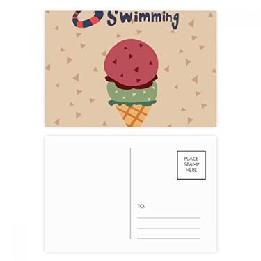 Imagem de Boia de natação de verão para sorvete doce conjunto de cartões postais de aniversário cartão de agradecimento