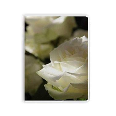 Imagem de Caderno de rosas brancas escuras, tamanho grande, capa de goma