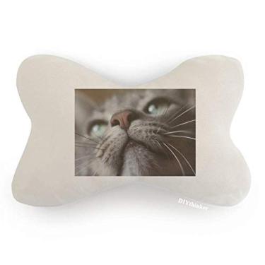Imagem de DIYthinker Almofada para apoio de cabeça com foto de gato e acabamento de carro, almofada para decoração de pescoço