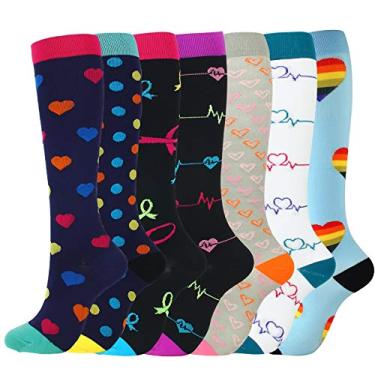 Imagem de SANGHAI 7 pares de meias de compressão mistas multicoloridas de nylon respirável meias de corrida A 2