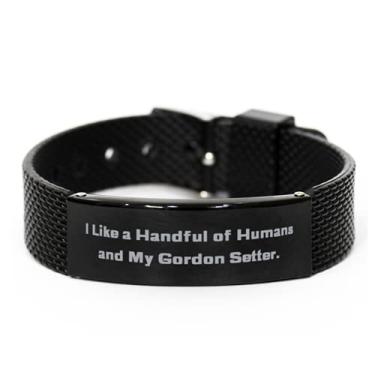 Imagem de SpreadPassion Epic Gordon Setter Dog Gifts, I Like a Handful of Humans and My Gordon, pulseira de malha preta perfeita para amantes de cães de amigos