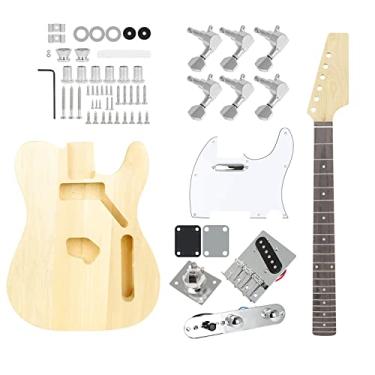 Imagem de Guitarra Elétrica Semi-acabada Conjunto De Guitarra Elétrica Faça Você Mesmo Guitarra Montada À Mão Guitarra Para Iniciantes profissional kit de guitarra inacabado