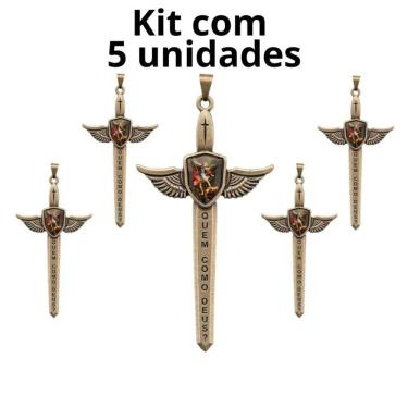 Imagem de Kit Pingente Espada Quaresma de São Miguel 7,8 cm - 5 unidades