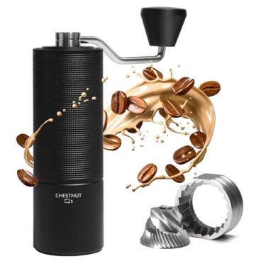 Imagem de TIMEMORE Moedor manual de café em aço inoxidável, cônico, rebarba, castanha, C2S, capacidade de configuração interna ajustável, 20 g, despeje sobre café mocha para viagem, acampamento, casa, preto