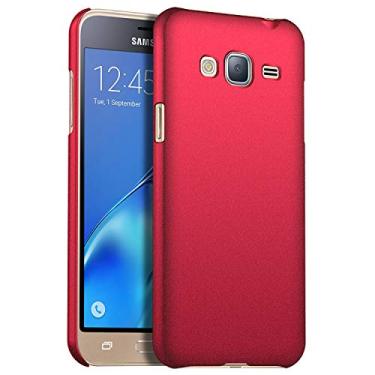 Imagem de GOGODOG Capa para Samsung Galaxy J3 Prime cobertura total ultra fina mate anti-derrame resistente em concha rígida J3 【2016 】 (bosque vermelho)