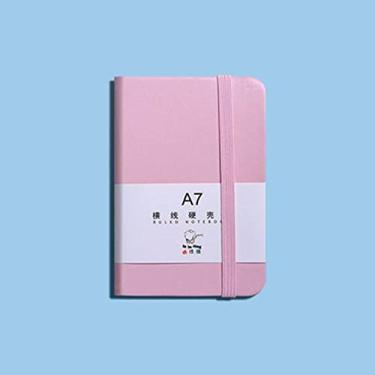 Imagem de BYBYCD Caderno portátil com bolso, bloco de notas, agenda, caderno de esboços, organizador de agenda, memorandos A6/A7, 96 folhas (A7, rosa)