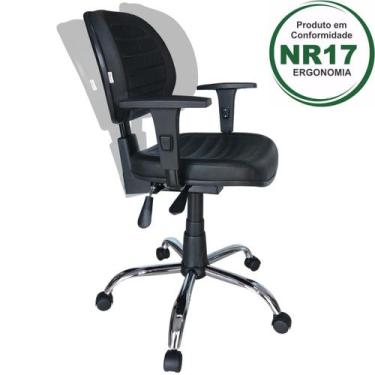Imagem de Cadeira Executica Back System Costurada C/ Braço Regulável E Aranha Cr