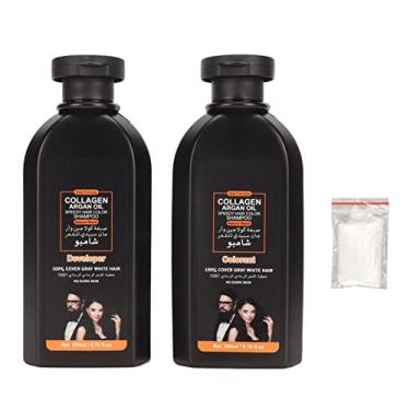 Imagem de ZJchao Xampu de 200 ml para cabelos pretos, xampu para coloração de cabelo, xampu de cabelo semipermanente de cobertura cinza instantânea, 2 peças