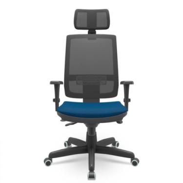 Imagem de Cadeira Brizza Slider Autocompensador Standart Braços 3D PP Apoio Cabeça Ergonômica NR-17 Plaxmetal (Poliéster Azul)