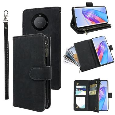 Imagem de Compatível com Huawei Honor X9a/HonorX40 Capa carteira com alça de pulso e suporte de cartão de crédito de couro vintage premium com suporte para celular acessórios para celular Hawaii HonorMagic5Lite