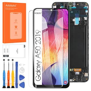 Imagem de Tela OLED para Samsung Galaxy A50 2019 de substituição para tela LCD Samsung A505 SM-A505F, SM-A505G, SM-A505W Touch Display Digitalizador Peças de reparo com moldura (suporte para função de impressão