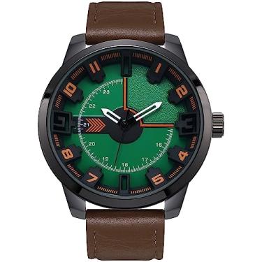 Imagem de NUOVO Relógios masculinos com números arábicos, relógios brancos, relógio clássico de quartzo com pulseira de couro, relógio de pulso para homens, vestido moderno, relógios simples, Marrom claro,