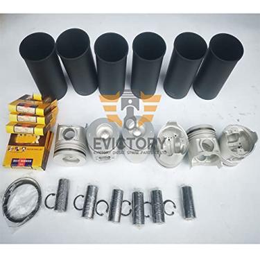 Imagem de Para ISUZU 6HE1-TC 6HE1T 6HE1T 6HE1 kit de reconstrução de reconstrução kit de junta de cabeça de cilindro completo + rolamento da biela do virabrequim + kit de revestimento de pistão de anel