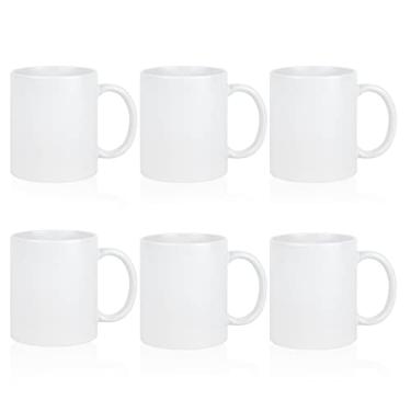 Imagem de MAIKESUB Conjunto de 6 canecas de café de cerâmica em branco sublimação canecas brancas 325 ml canecas de café expresso de porcelana canecas de sublimação em branco DIY para café, sopa, chá, leite,