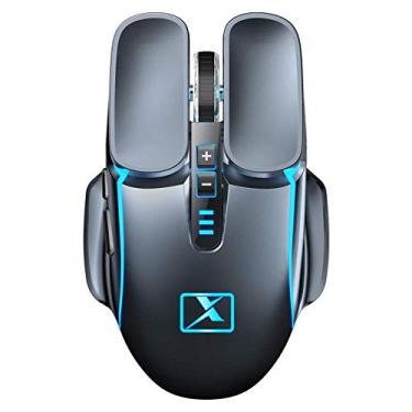 Imagem de Mouse para jogos M215 sem fio com 6 botões e 4 cores variáveis de LED, mouse para jogos USB recarregável para PC e laptop (branco) (cinza prateado) (cinza prateado)