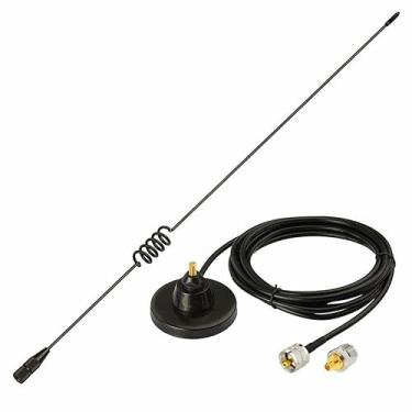 Imagem de TREADALT-TEC Antena de Rádio Móvel e Amador Banda Dupla VHF UHF 136-174MHz 400-520MHz Base Magnética PL259 Macho para BTECH ICOM Kenwood Midland Yaesu TYT AnyTone Rádio Amador