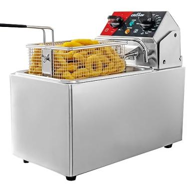 Imagem de crosson Fritadeira Elétrica de Bancada de 10 Libras com Cabeça de Fritadeira Rotativa de Fácil Limpeza, Temporizador de 30 Minutos, Tanque de Óleo 304 Ss Removível com Alça, Fritadeira de 4,5L com Ces