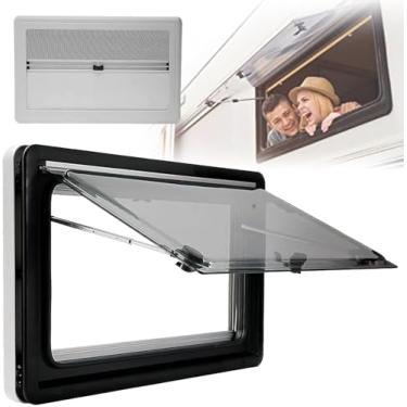 Imagem de Janela de saída para rv, substituição de janela de trailer, janela articulada, estilo empurrador externo, escotilha de ventilação, ângulo de abertura de 70 °, 700mm * 400mm
