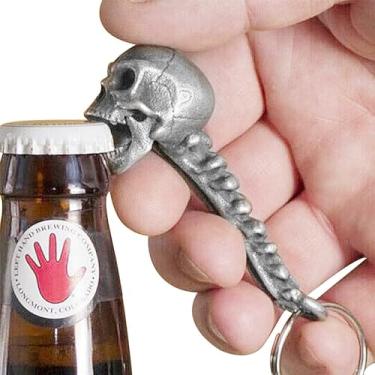 Imagem de FUYTERY Abridor de garrafas de cerveja,Chaveiro Abridor de cerveja de crânio,Abridores de cerveja sólidos e duráveis,Cabeça de crânio Cerveja Soda Drink Alloy Bottle Opener