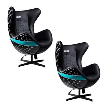 Imagem de Kit 2 Poltronas Decorativas Egg Chair nº 44 Hamilton Preta G53 - Gran Belo