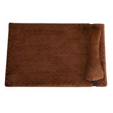 Imagem de Cama de cachorro para cães pequenos, cama curta de pelúcia para animais de estimação com forro à prova d'água e fundo antiderrapante, colchão de gato com travesseiro(Coffee,39x25")