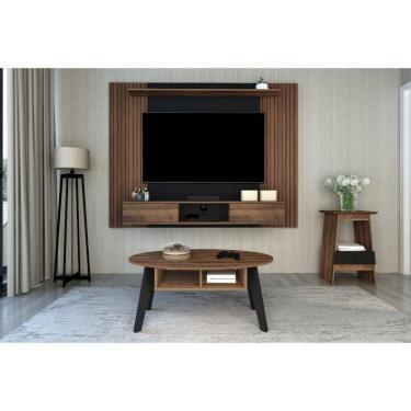 Imagem de Painel Nevada Tv 75 Com Prateleira E 2 Portas Pinho / Preto