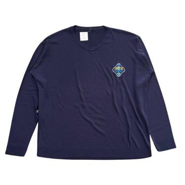 Imagem de Blusa Casaco Masculino Tricot Plus Size G1 Azul Escuro