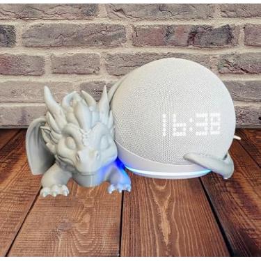 Imagem de Generic Suporte Moderno Alexa Echo Dot 4, 5 - Dragãozinho Prata