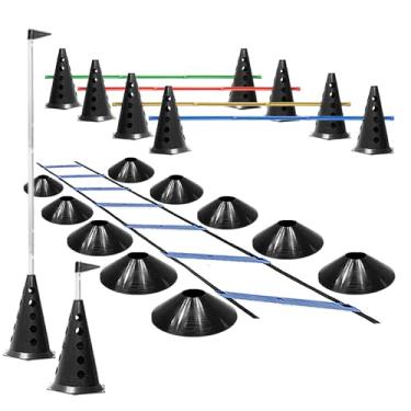 Imagem de Escada Agilidade + 10 Cones Furados C/Barreira + 10 Pratos