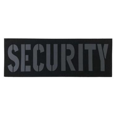 Imagem de uuKen Grande patch de segurança refletivo 21,6 x 7,6 cm para coletes, jaquetas, bolsas de roupas, mochilas com gancho e laço (RF preto, G 21,5 x 7,5")