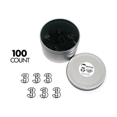 Imagem de Butler in the Home A-Z letra do alfabeto ou número 0-9 - 100 clipes de papel colorido preto para iniciais ou data de nascimento, Preto, Number 3