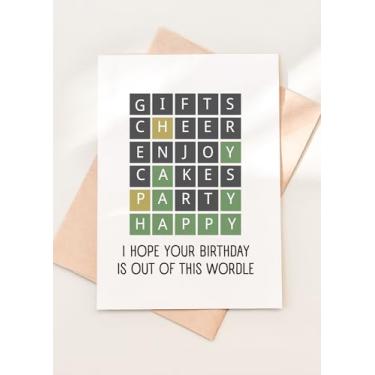 Imagem de TEEMI - Cartão de aniversário Wordle, cartão de aniversário engraçado na moda, cartão para ele, cartão para ela, cartão de aniversário de jogo