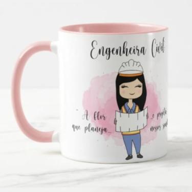 Imagem de Caneca Engenheira Civil Engenharia Feminina Int Rosa 325ML