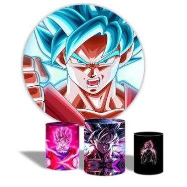Imagem de Kit Painel Com Cilindro Sublimação de Festa Varios Tamanhos e estampas Dragon Ball-Unissex