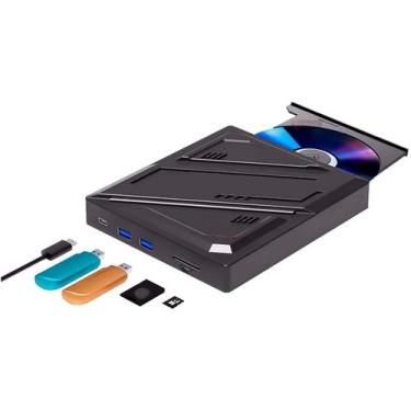 Imagem de Drive externo 6 Em 1 - HUB Leitor E Gravador de CD DVD, Com 2 Porta US