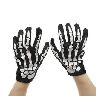Imagem de Luva de caveira para fantasia ou para andar de moto Luva de esqueleto 